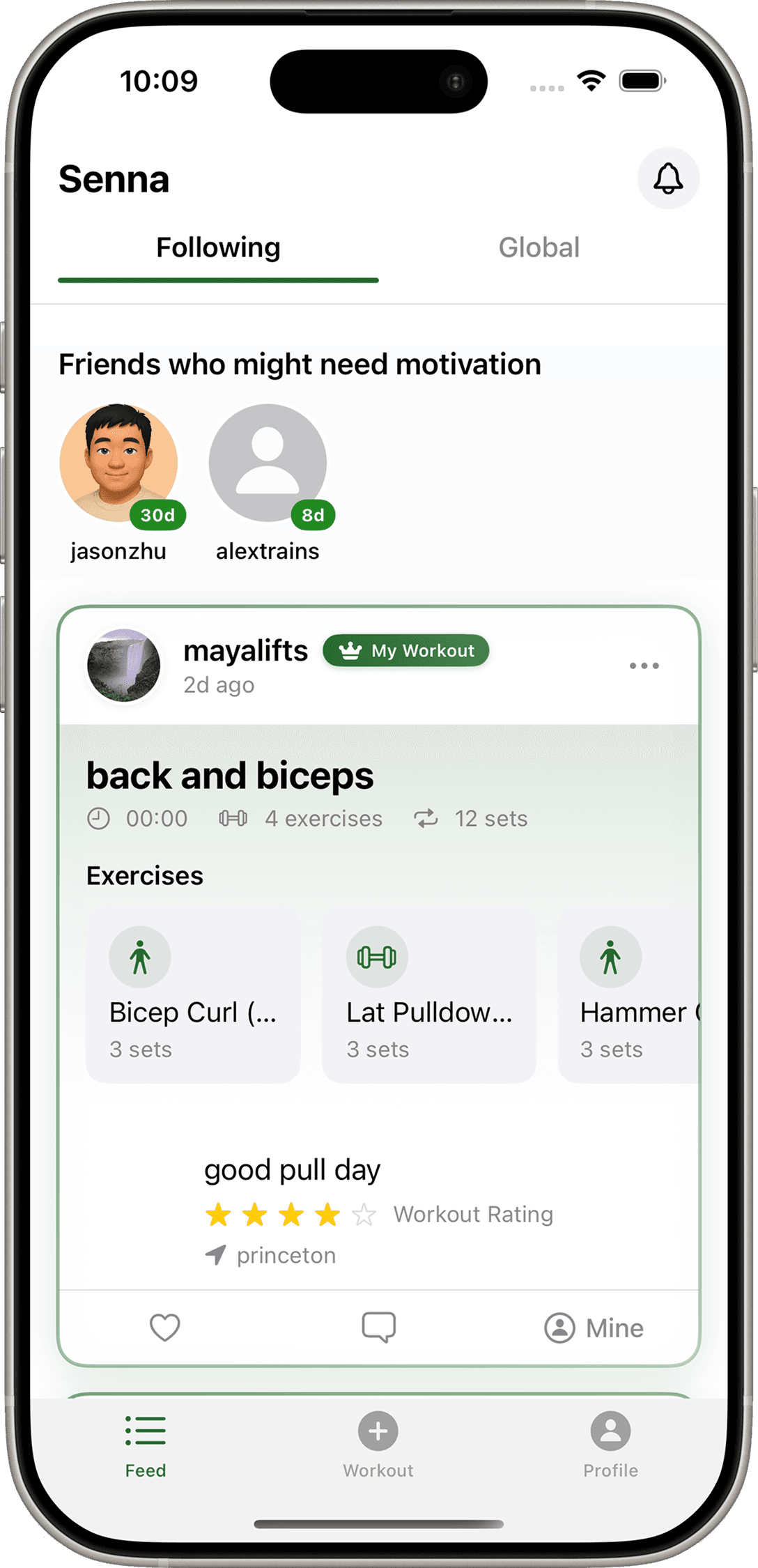 Senna App Workout Tracking